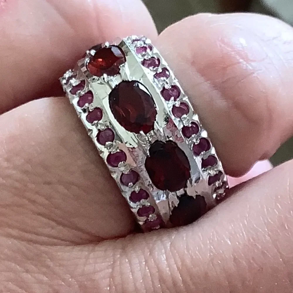 Garnet silver ring sterling silver